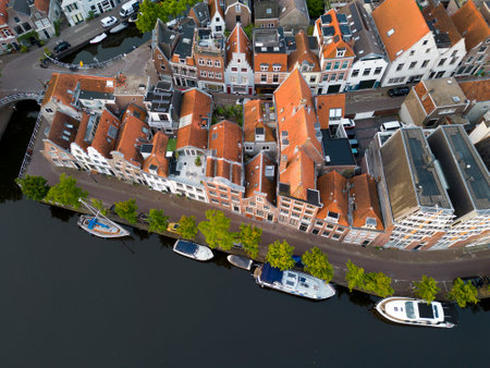 Aerial view of the historic city of Haarlemの写真素材