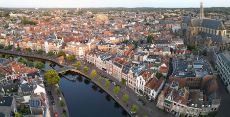 Aerial view of the historic city of Haarlemの写真素材