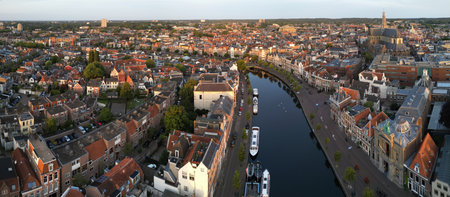 Aerial view of the historic city of Haarlemの写真素材