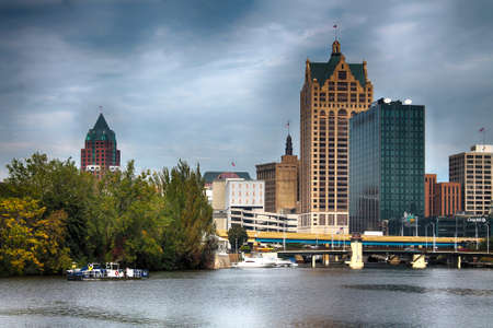 Milwaukee Skyline Shot from the riverの写真素材