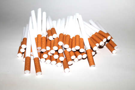 Cigarette Tubes Isolated on white colored backgroundの写真素材