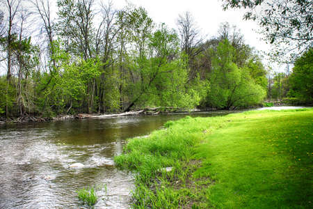 Looking down Riverの写真素材