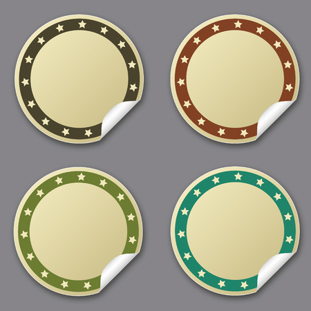 Circle sticker with stars, beigeのイラスト素材