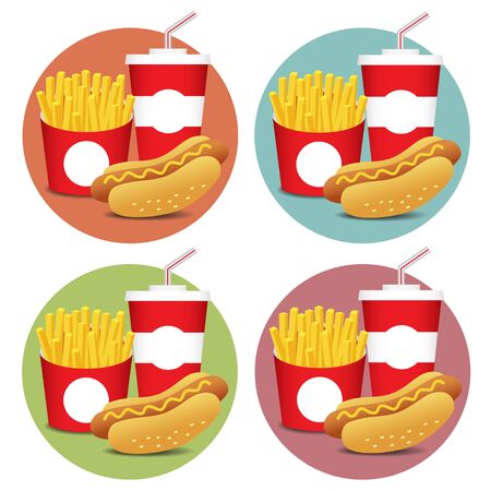 Set of cartoon vector food icons isolatedのイラスト素材