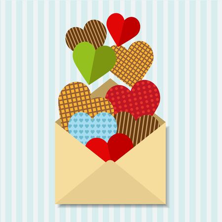 Fabric hearts going out of one letterのイラスト素材