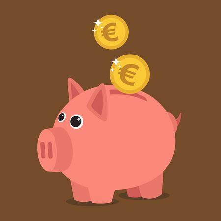 Save money with a piggy bank. Illustration in vectors.のイラスト素材