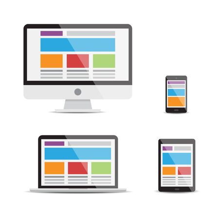 Illustration about the responsive web design in vectors. Isolated objects.のイラスト素材