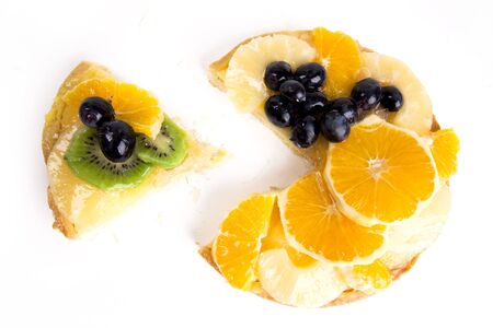 piece of fruit tarte on whiteの写真素材