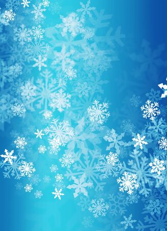 abstract snow flakes on blue backgroundの写真素材