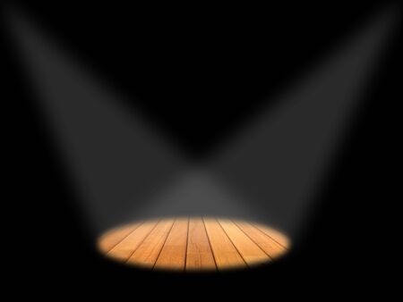 spot lights on a wooden floorの写真素材