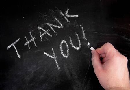 hand writing thank youの写真素材