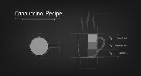 A cup of cappuccino. Recipe for cookingのイラスト素材