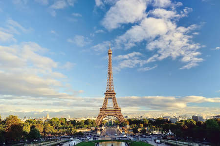 View of the Eiffel Tower from the Trocadero Plazzaの写真素材