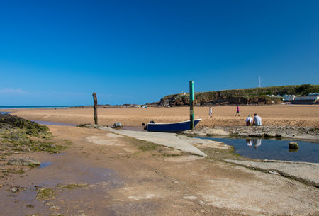 the picturesque beach of Saint Maloの写真素材