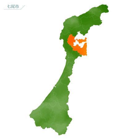 Watercolor-like vector map of Nanao cityのイラスト素材