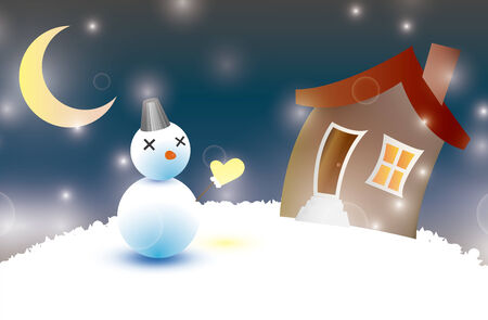 Illustration of a quiet winter night.のイラスト素材