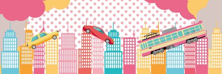 This is an illustration of the city and the car.のイラスト素材