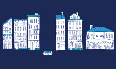Illustration of the cityscape. It is a vector material.のイラスト素材
