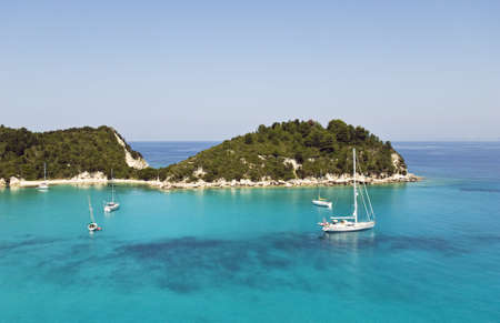 Lakka harbour in Paxos Greece.の写真素材