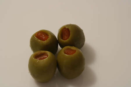 Four Olives ready for eatingの写真素材