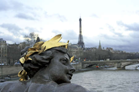 Paris watching over the Seineの写真素材