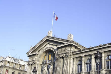 Elegant French architeure with flagの写真素材