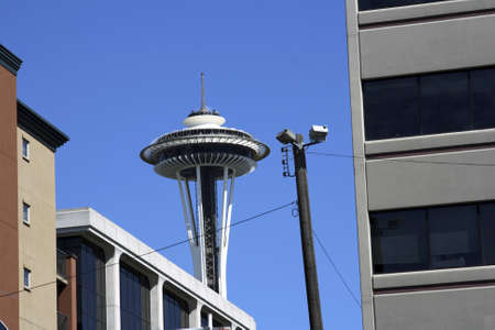 Space Needle and surrounding buildingsの写真素材