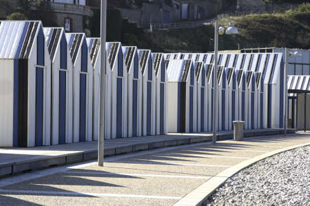Normandy France and blue and white cabanas private roomsの写真素材
