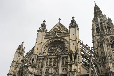 Large French Church in upper Normandy franceの写真素材