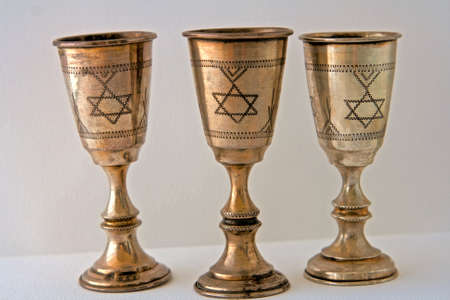 Judaism and the holy cup of kiddushの写真素材