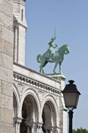 Statue on the Sacre Coeur Church Paris の写真素材