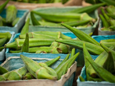 Fresh market Okra in Virginiaの写真素材