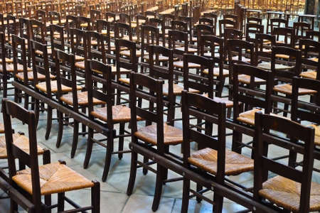 Church seating in a Paris cathedralのeditorial素材