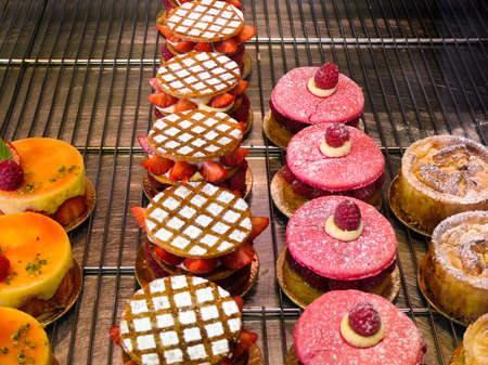 Paris bakery with beautiful pastriesの写真素材