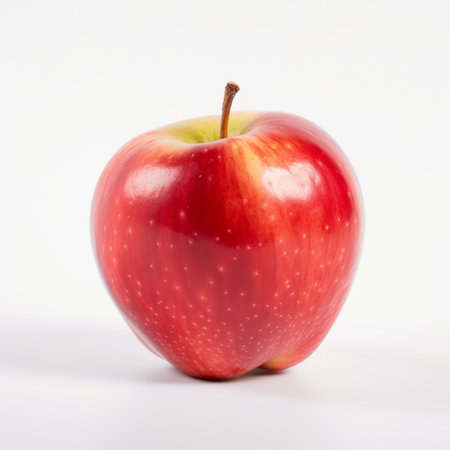 Fresh red apple on white background with high detailの写真素材