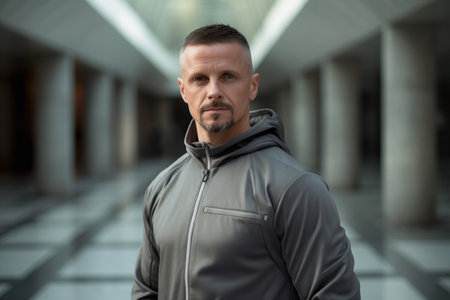 Portrait of a handsome middle-aged man in sportswear.の素材