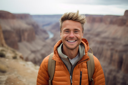 Hiking in the Utah mountains. Hiking in unusual places.の素材