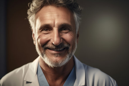 Portrait of a smiling mature male doctor looking at the camera.の素材