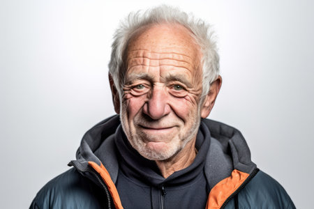 Portrait of a senior man on a white background. Elderly people.の素材