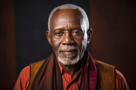 Portrait of a senior Indian man wearing traditional clothes and looking at cameraの素材