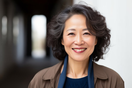 Portrait of a beautiful middle-aged businesswoman smiling at the cameraの素材