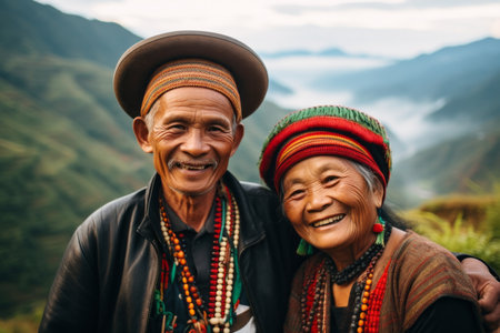 Hmong people on the terraced of Doi Inthanon National Park, Chiang Mai, Thailandの素材