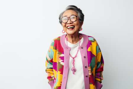 Portrait of a happy senior asian woman wearing eyeglassesの素材