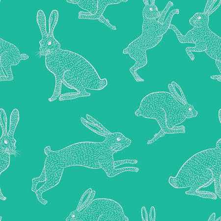 White rabbit pattern for use in quilting fabric design.のイラスト素材