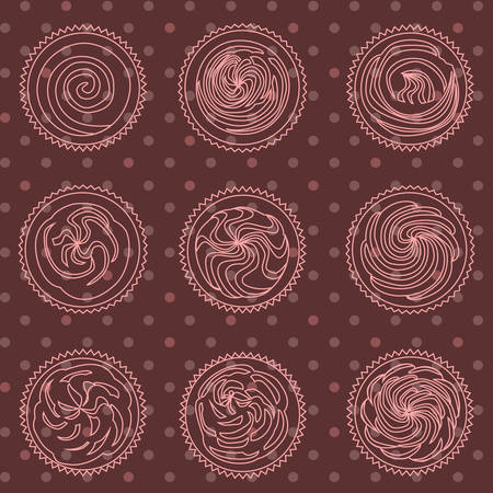 Cupcakes on polka dot patternのイラスト素材