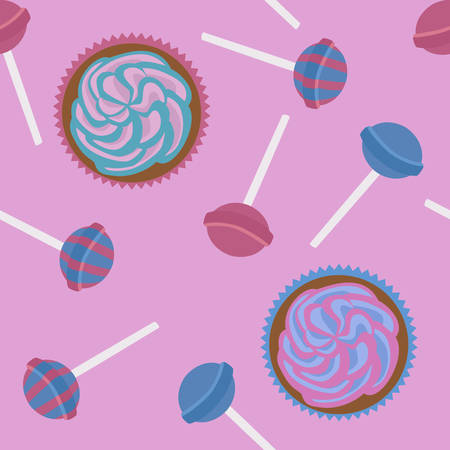 Cupcakes and lollipops patternのイラスト素材