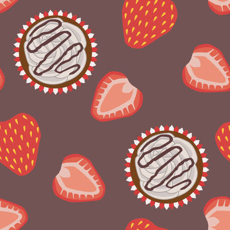 Strawberries and cupcakes patternのイラスト素材