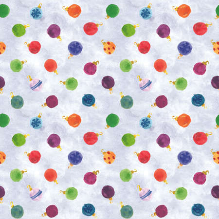 Christmas Balls Polka Dot Watercolor Hand Painted Seamless Patternの写真素材