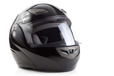 Black flip up helmet for racing motorbike sports