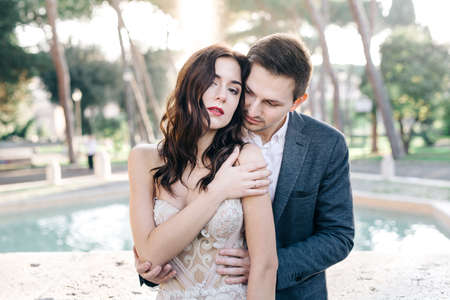Wedding couple bride groom fashion outsideの写真素材